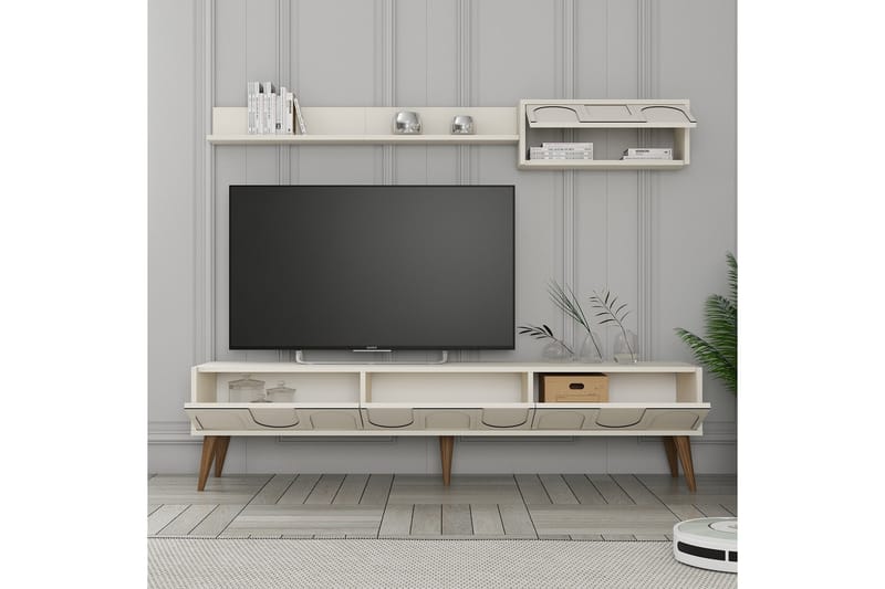 Hazim Tv-bänk 180 cm - Cream/Valnöt - Möbler - Tv möbel & mediamöbel - TV bänk & mediabänk