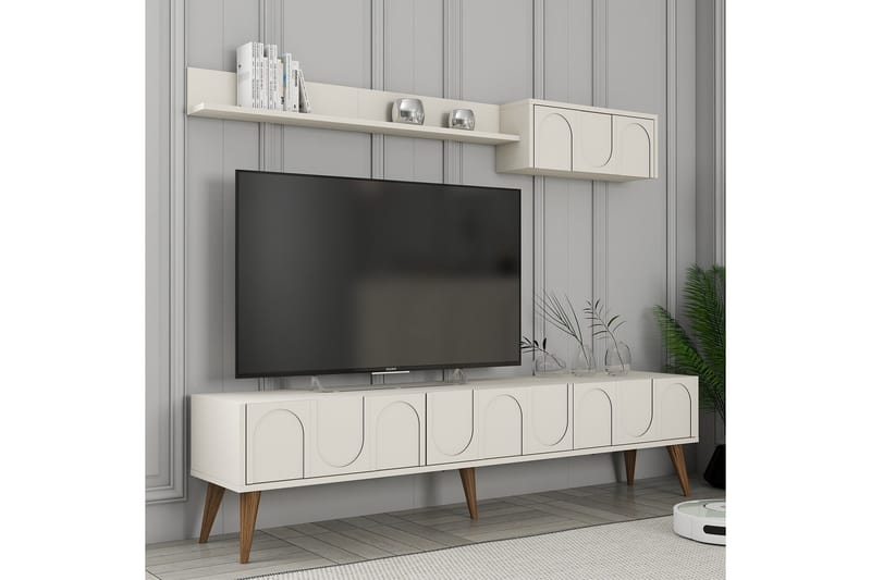 Hazim Tv-bänk 180 cm - Cream/Valnöt - Möbler - Tv möbel & mediamöbel - TV bänk & mediabänk