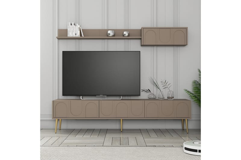 Hazim Tv-bänk 180 cm - Guld - Möbler - Tv möbel & mediamöbel - TV bänk & mediabänk