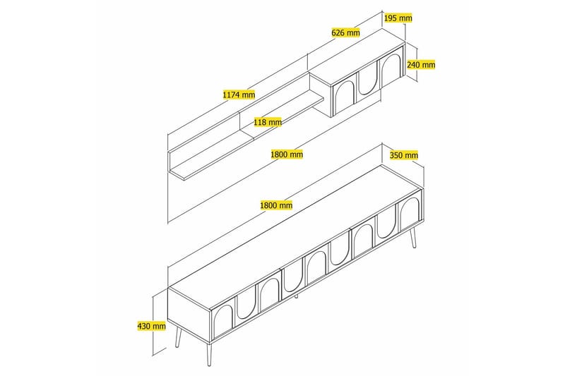 Hazim Tv-bänk 180 cm - Guld - Möbler - Tv möbel & mediamöbel - TV bänk & mediabänk