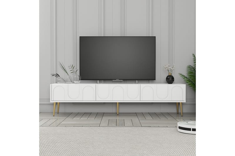 Hazim Tv-bänk 180 cm - Vit/Guld - Möbler - Tv möbel & mediamöbel - TV bänk & mediabänk