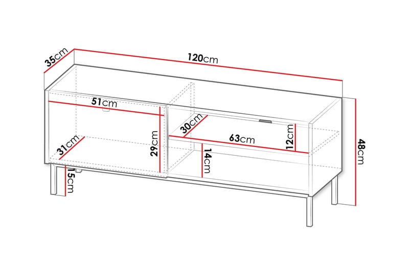 Hermann Tv-bänk 120 cm - Svart - Möbler - Tv möbel & mediamöbel - TV bänk & mediabänk