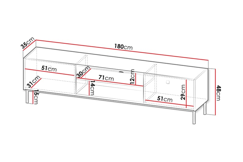 Hermann Tv-bänk 180 cm - Svart - Möbler - Tv möbel & mediamöbel - TV bänk & mediabänk