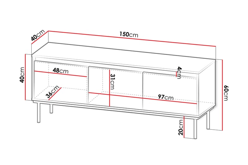 Hollander Tv-bänk 150 cm - Svart/Guld - Möbler - Tv möbel & mediamöbel - TV bänk & mediabänk