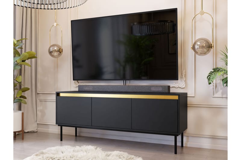 Hollander Tv-bänk 150 cm - Svart/Guld - Möbler - Tv möbel & mediamöbel - TV bänk & mediabänk