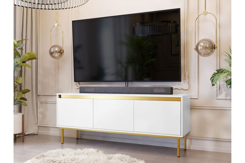 Hollander Tv-bänk 150 cm - Vit/Guld - Möbler - Tv möbel & mediamöbel - TV bänk & mediabänk