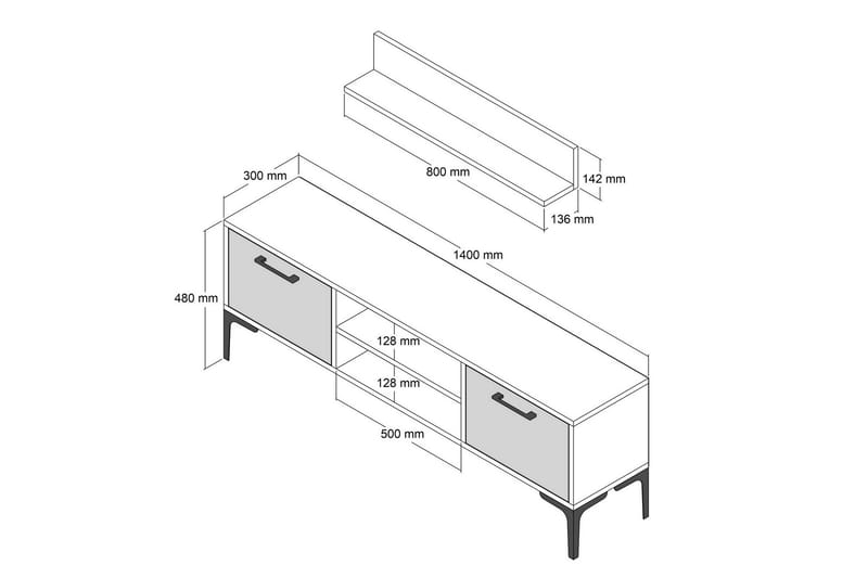 Holter Tv-bänk 140 cm - Valnöt - Möbler - Tv möbel & mediamöbel - TV bänk & mediabänk