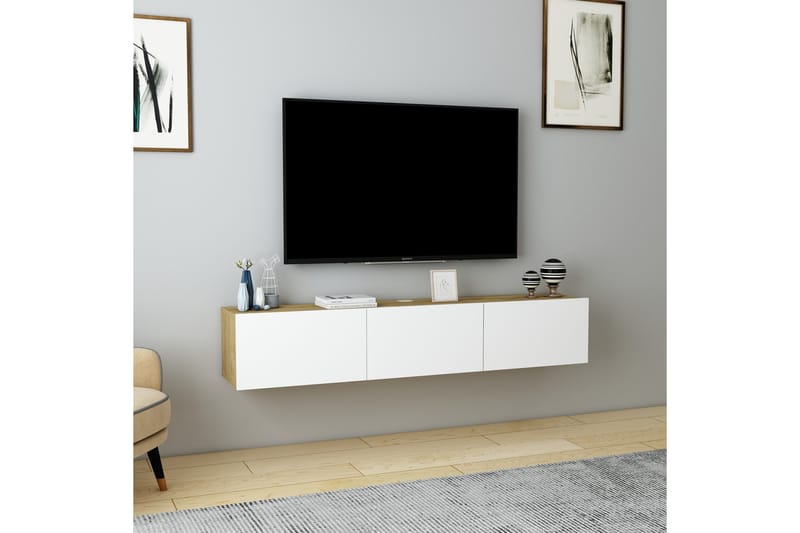 Hopper Tv-bänk 160 cm - Ek/Vit - Möbler - Tv möbel & mediamöbel - TV bänk & mediabänk