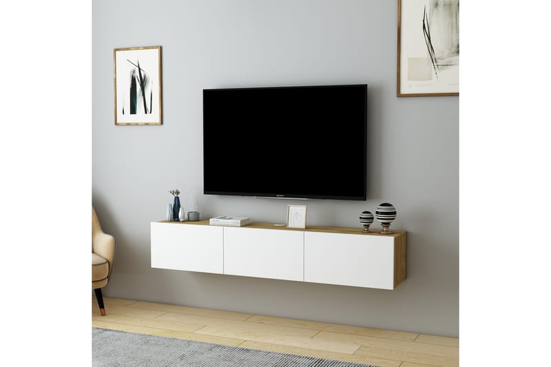 Hopper Tv-bänk 160 cm - Ek/Vit - Möbler - Tv möbel & mediamöbel - TV bänk & mediabänk