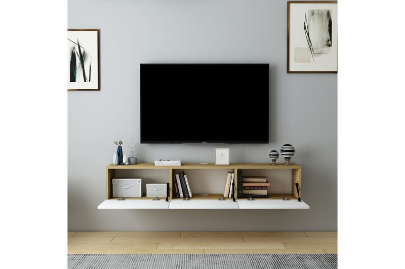 Hopper Tv-bänk 160 cm - Ek/Vit - Möbler - Tv möbel & mediamöbel - TV bänk & mediabänk