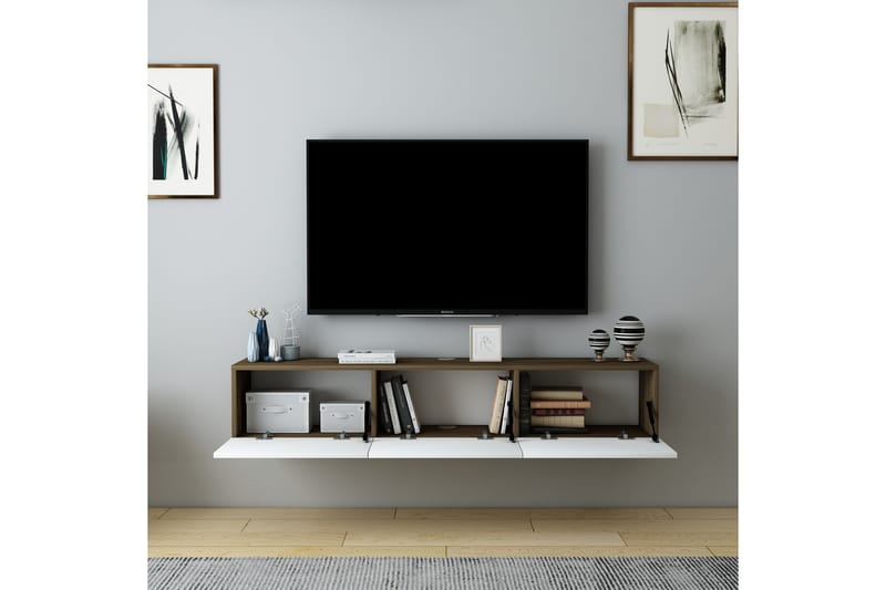 Hopper Tv-bänk 160 cm - Valnöt/Vit - Möbler - Tv möbel & mediamöbel - TV bänk & mediabänk