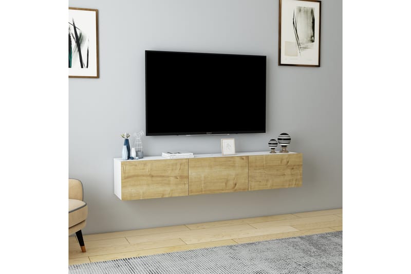 Hopper Tv-bänk 160 cm - Vit/Ek - Möbler - Tv möbel & mediamöbel - TV bänk & mediabänk