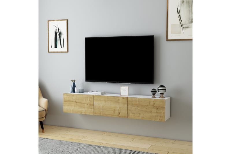 Hopper Tv-bänk 160 cm - Vit/Ek - Möbler - Tv möbel & mediamöbel - TV bänk & mediabänk