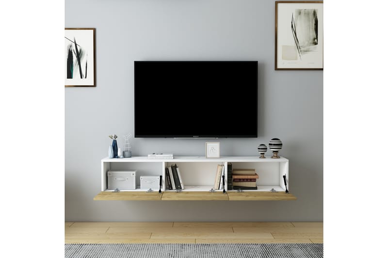 Hopper Tv-bänk 160 cm - Vit/Ek - Möbler - Tv möbel & mediamöbel - TV bänk & mediabänk