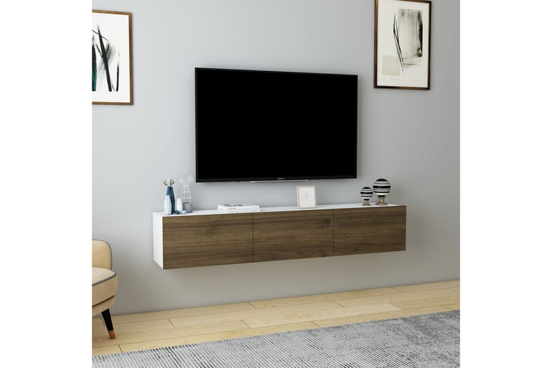 Hopper Tv-bänk 160 cm - Vit/Valnöt - Möbler - Tv möbel & mediamöbel - TV bänk & mediabänk