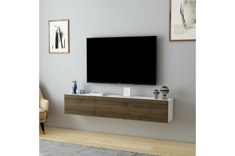 Hopper Tv-bänk 160 cm - Vit/Valnöt - Möbler - Tv möbel & mediamöbel - TV bänk & mediabänk