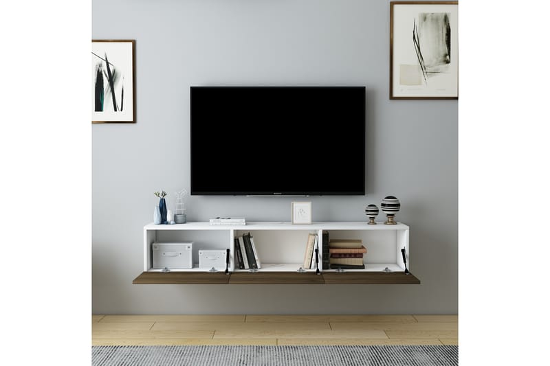 Hopper Tv-bänk 160 cm - Vit/Valnöt - Möbler - Tv möbel & mediamöbel - TV bänk & mediabänk