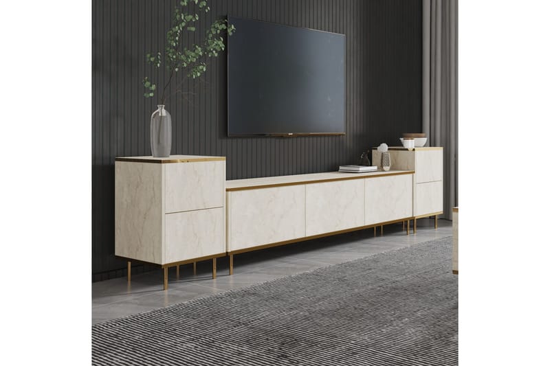 Imaj Tv-bänk 180 cm - Beige/Guld - Möbler - Tv möbel & mediamöbel - TV bänk & mediabänk