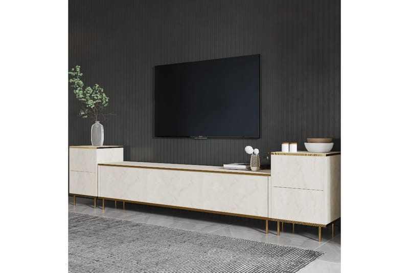 Imaj Tv-bänk 180 cm - Beige/Guld - Möbler - Tv möbel & mediamöbel - TV bänk & mediabänk