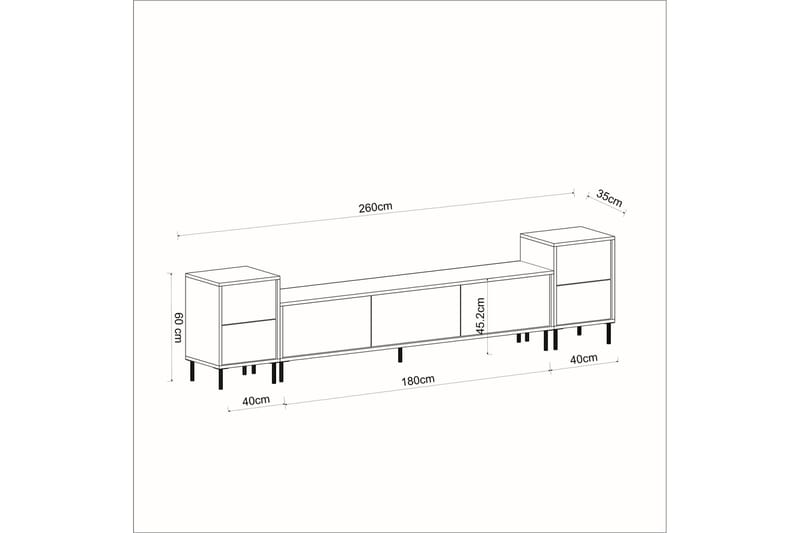 Imaj Tv-bänk 180 cm - Beige/Guld - Möbler - Tv möbel & mediamöbel - TV bänk & mediabänk