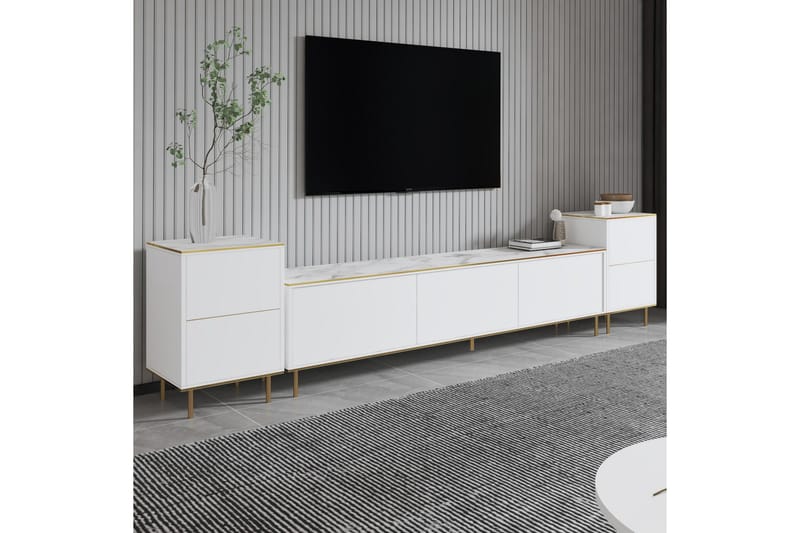 Imaj Tv-bänk 180 cm - Vit marmor/Guld - Möbler - Tv möbel & mediamöbel - TV bänk & mediabänk