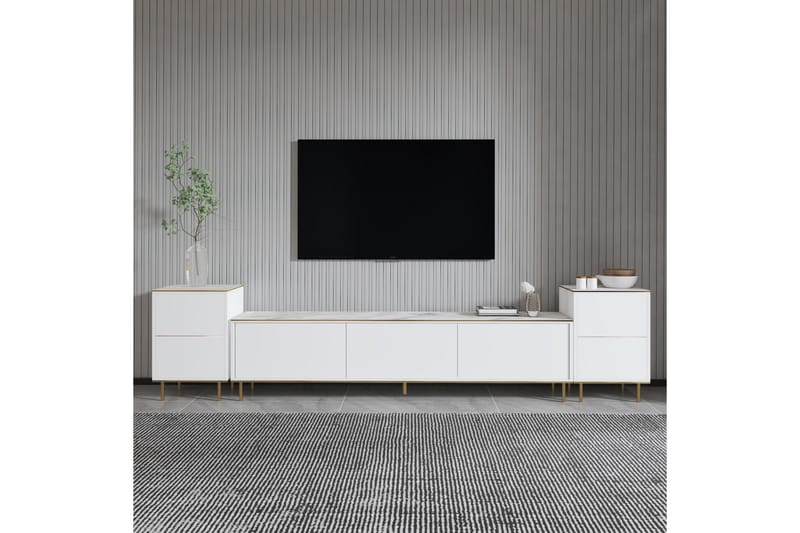 Imaj Tv-bänk 180 cm - Vit marmor/Guld - Möbler - Tv möbel & mediamöbel - TV bänk & mediabänk