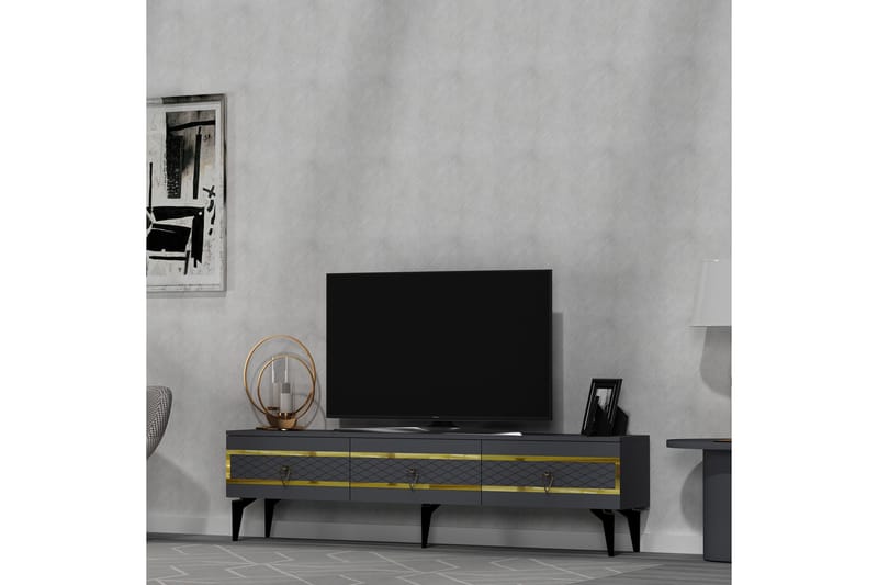 Ipek Tv-bänk 180 cm - Antracit/Guld - Möbler - Tv möbel & mediamöbel - TV bänk & mediabänk