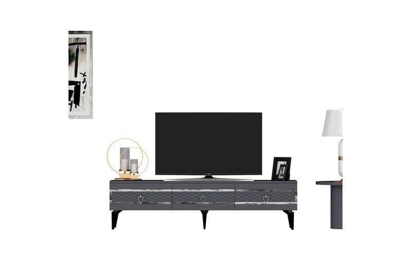 Ipek Tv-bänk 180 cm - Antracit/Silver - Möbler - Tv möbel & mediamöbel - TV bänk & mediabänk