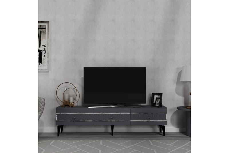 Ipek Tv-bänk 180 cm - Antracit/Silver - Möbler - Tv möbel & mediamöbel - TV bänk & mediabänk