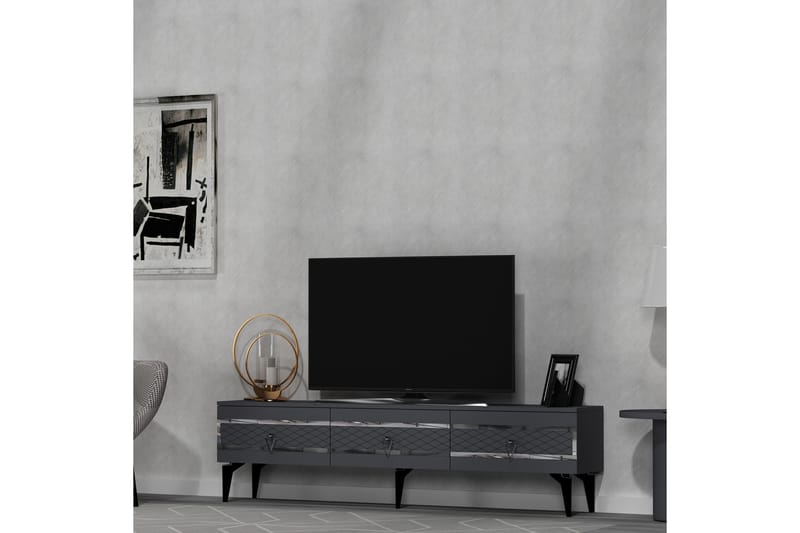 Ipek Tv-bänk 180 cm - Antracit/Silver - Möbler - Tv möbel & mediamöbel - TV bänk & mediabänk