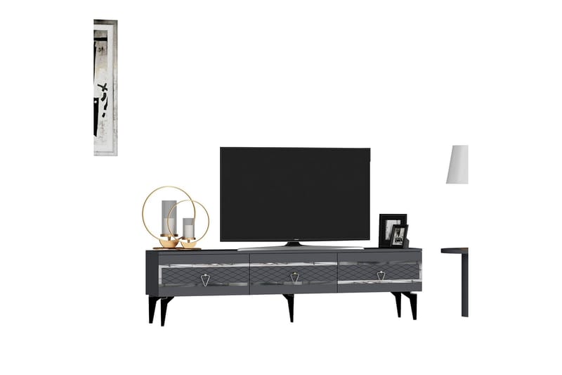 Ipek Tv-bänk 180 cm - Antracit/Silver - Möbler - Tv möbel & mediamöbel - TV bänk & mediabänk