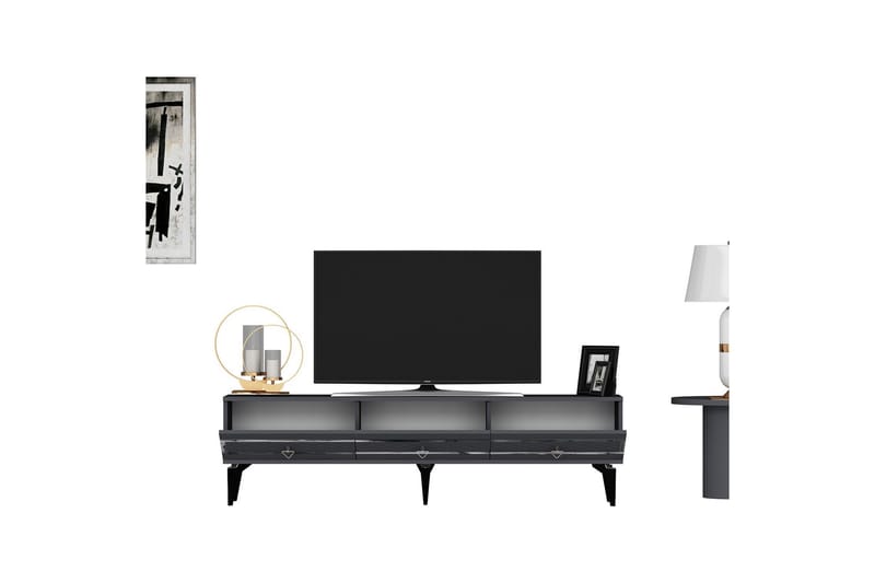 Ipek Tv-bänk 180 cm - Antracit/Silver - Möbler - Tv möbel & mediamöbel - TV bänk & mediabänk