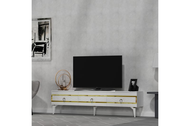 Ipek Tv-bänk 180 cm - Vit/Guld - Möbler - Tv möbel & mediamöbel - TV bänk & mediabänk