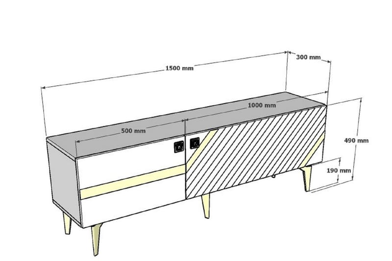 Iris Tv-bänk 150 cm - Antracit/Guld - Möbler - Tv möbel & mediamöbel - TV bänk & mediabänk