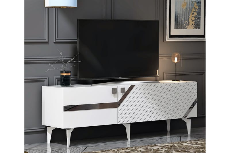 Iris Tv-bänk 150 cm - Vit/Silver - Möbler - Tv möbel & mediamöbel - TV bänk & mediabänk