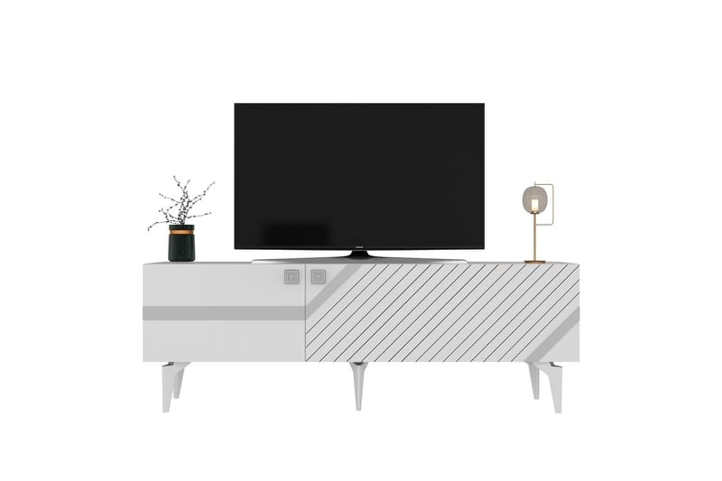 Iris Tv-bänk 150 cm - Vit/Silver - Möbler - Tv möbel & mediamöbel - TV bänk & mediabänk