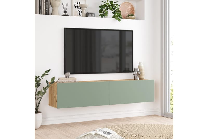 Jaivind Tv-bänk 140 cm - Brun/Grön - Möbler - Tv möbel & mediamöbel - TV bänk & mediabänk