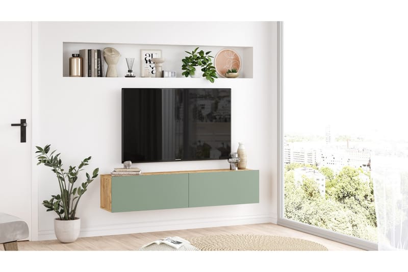 Jaivind Tv-bänk 140 cm - Brun/Grön - Möbler - Tv möbel & mediamöbel - TV bänk & mediabänk