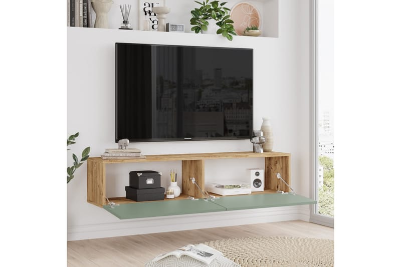 Jaivind Tv-bänk 140 cm - Brun/Grön - Möbler - Tv möbel & mediamöbel - TV bänk & mediabänk