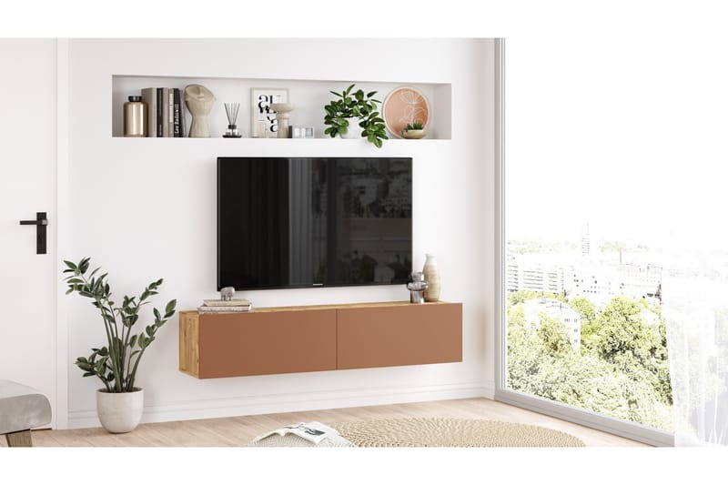 Jaivind Tv-bänk 140 cm - Brun/Röd - Möbler - Tv möbel & mediamöbel - TV bänk & mediabänk