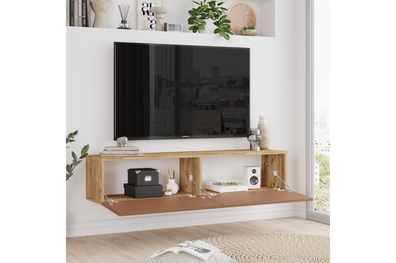 Jaivind Tv-bänk 140 cm - Brun/Röd - Möbler - Tv möbel & mediamöbel - TV bänk & mediabänk