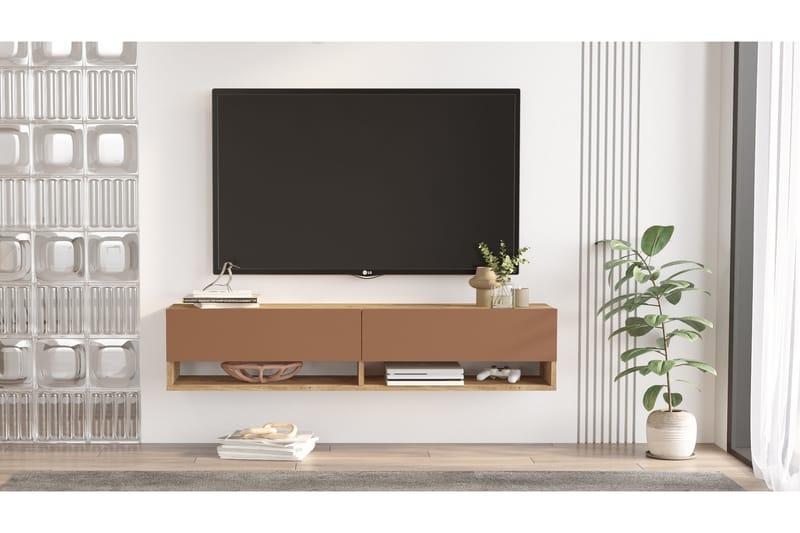 Jaivind Tv-bänk 140 cm - Brun/Röd - Möbler - Tv möbel & mediamöbel - TV bänk & mediabänk