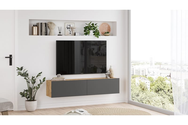 Jaivind Tv-möbelset 140x31,6 cm Mörkblå/Svart - Hanah Home - TV-möbelset