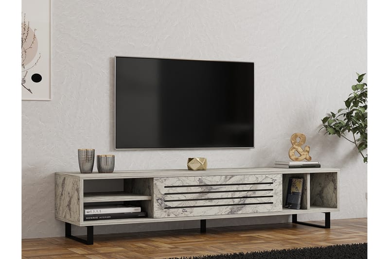 Lamal Tv-bänk 160 cm - Vit marmor - Möbler - Tv möbel & mediamöbel - TV bänk & mediabänk