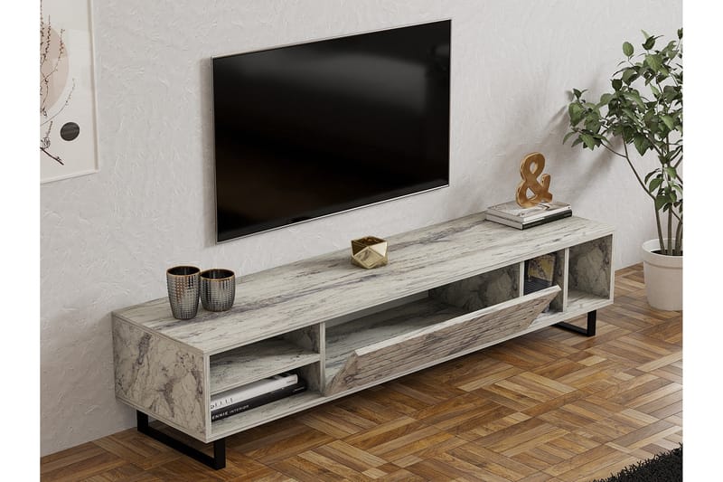 Lamal Tv-bänk 160 cm - Vit marmor - Möbler - Tv möbel & mediamöbel - TV bänk & mediabänk