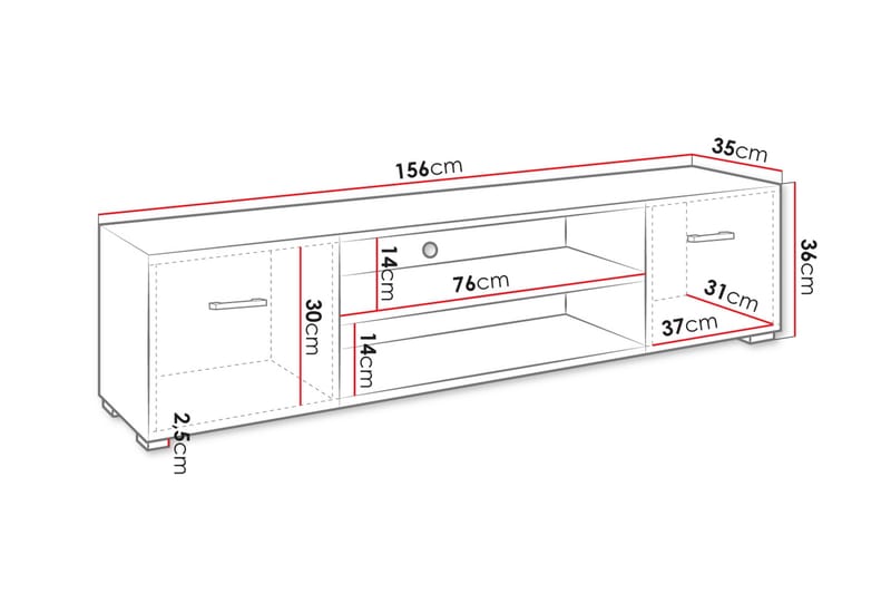 Lindesberg Tv-bänk 156 cm - Vit - Möbler - Tv möbel & mediamöbel - TV bänk & mediabänk