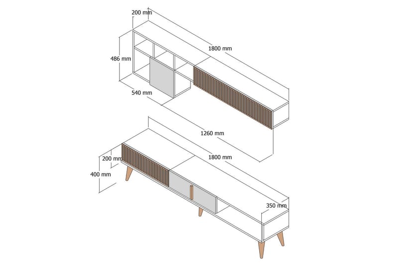 Lissione Tv-bänk 180 cm - Valnöt/Antracit - Möbler - Tv möbel & mediamöbel - TV bänk & mediabänk