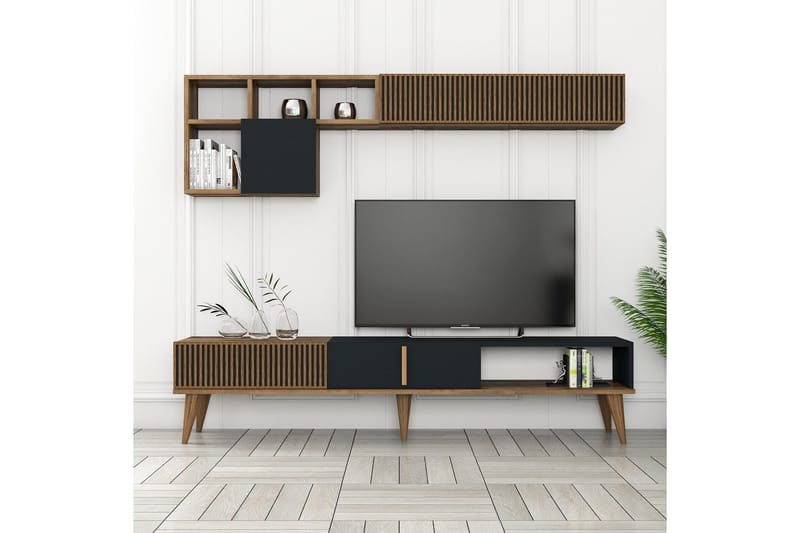 Lissione Tv-bänk 180 cm - Valnöt/Antracit - Möbler - Tv möbel & mediamöbel - TV bänk & mediabänk