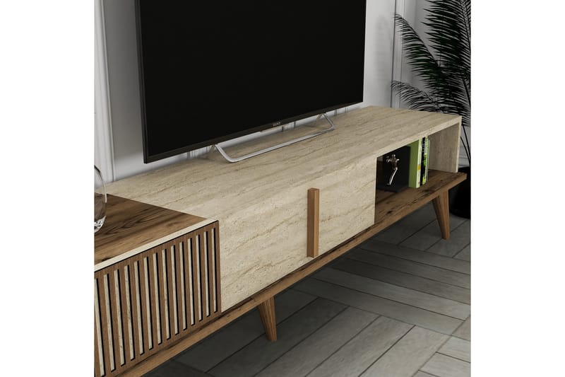 Lissione Tv-bänk 180 cm - Valnöt/Beige - Möbler - Tv möbel & mediamöbel - TV bänk & mediabänk