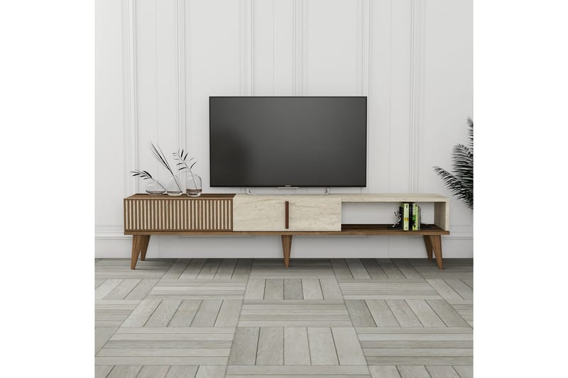 Lissione Tv-bänk 180 cm - Valnöt/Beige - Möbler - Tv möbel & mediamöbel - TV bänk & mediabänk